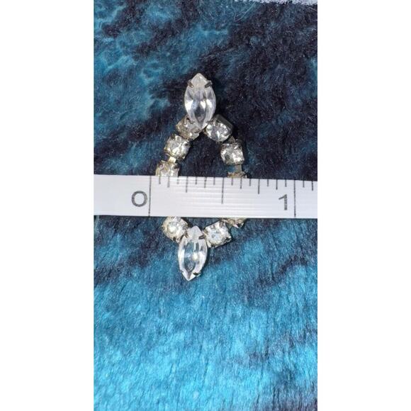 EARRINGS VTG 1950-1960s Era Sliver Dangle Setting Square & Almond Shapes Stones - Picture 6 of 11